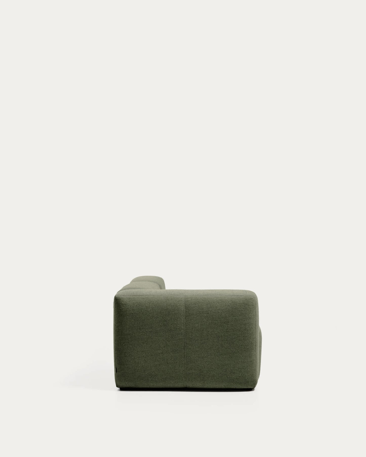 Divano Blok 3 posti con bracciolo sinistro e pouf terminale in ciniglia verde muschio 270 cm FSC Mix Credit