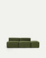 Divano Blok 3 posti con pouf terminale in velluto a coste spesso verde 240 cm FSC Mix Credit