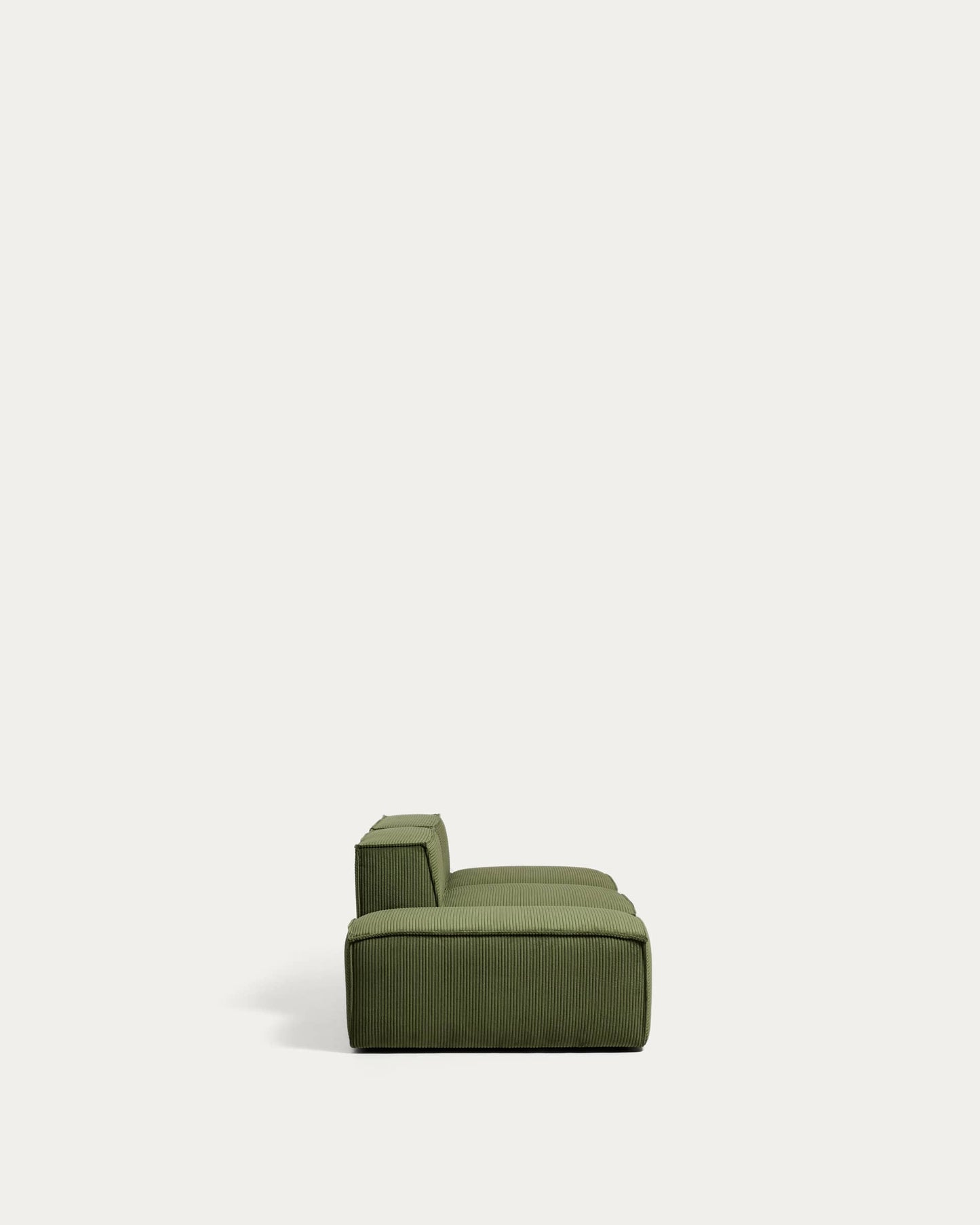 Divano Blok 3 posti con pouf terminale in velluto a coste spesso verde 240 cm FSC Mix Credit