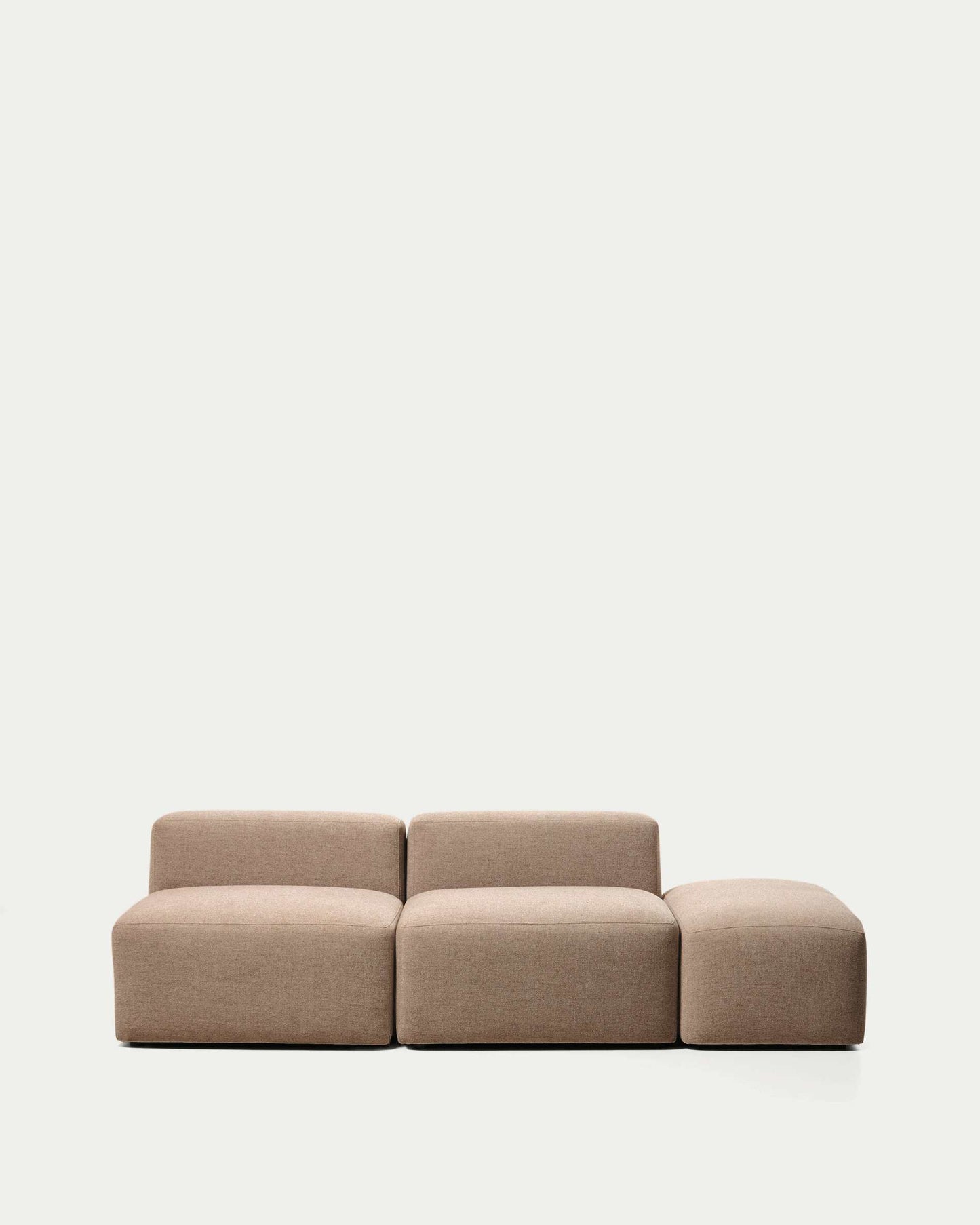 Divano Blok 3 posti con pouf terminale in ciniglia marrone 240 cm FSC Mix Credit