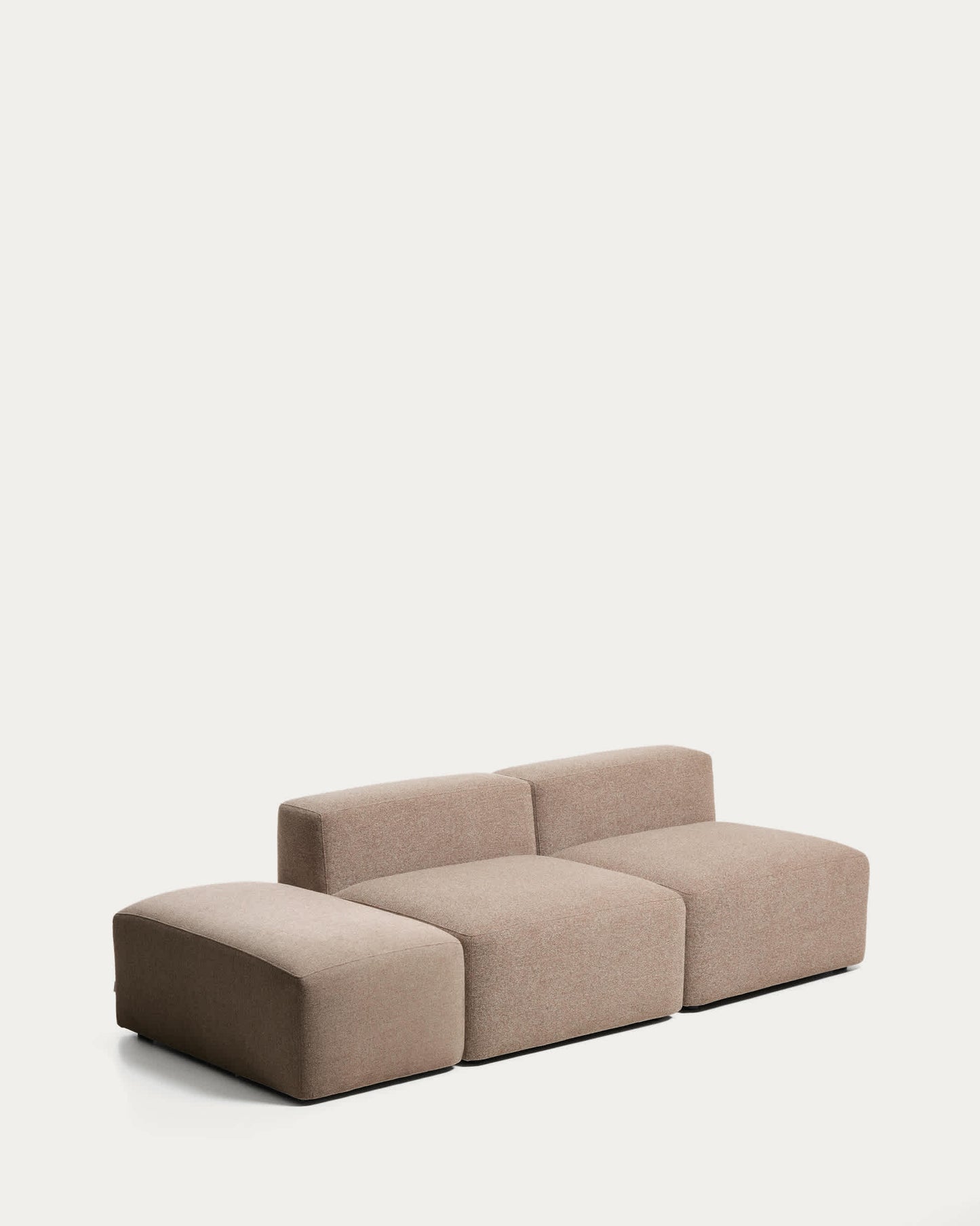 Divano Blok 3 posti con pouf terminale in ciniglia marrone 240 cm FSC Mix Credit