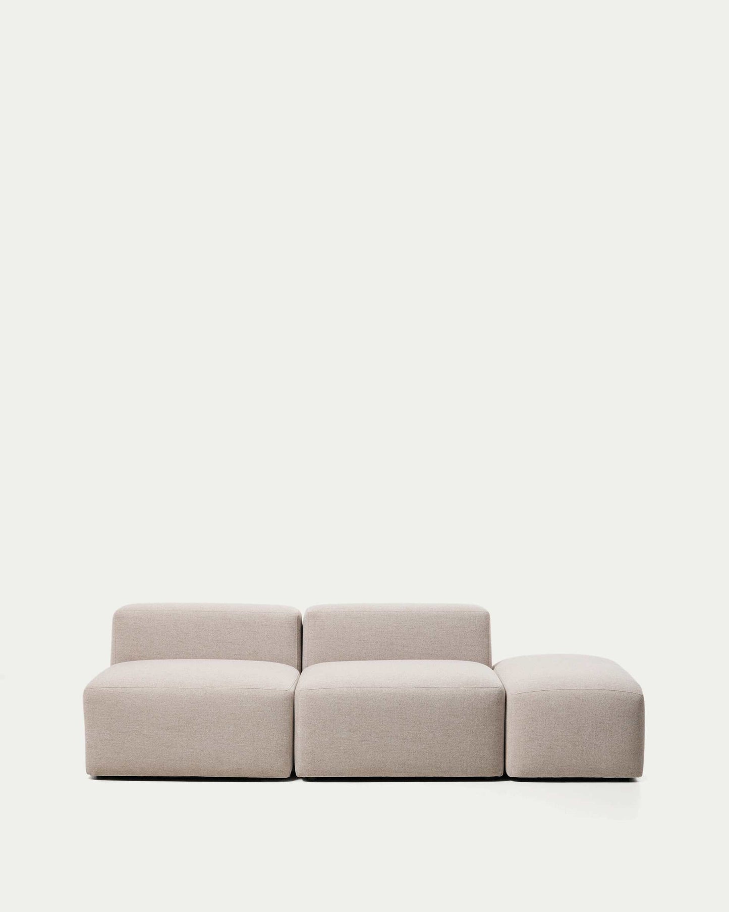 Divano Blok 3 posti con pouf terminale in ciniglia beige 240 cm FSC Mix Credit