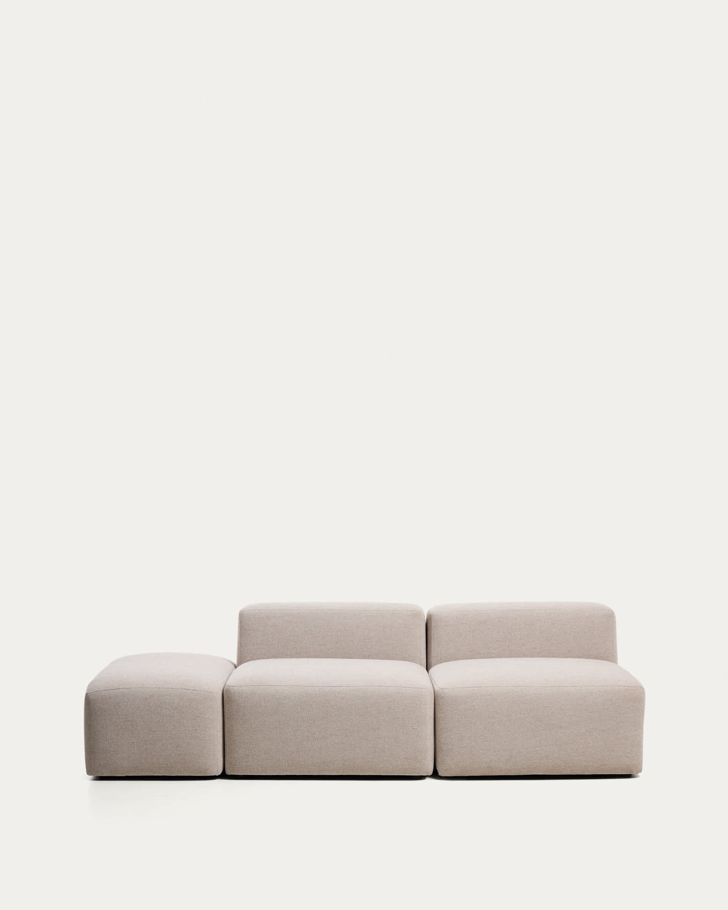 Divano Blok 3 posti con pouf terminale in ciniglia beige 240 cm FSC Mix Credit