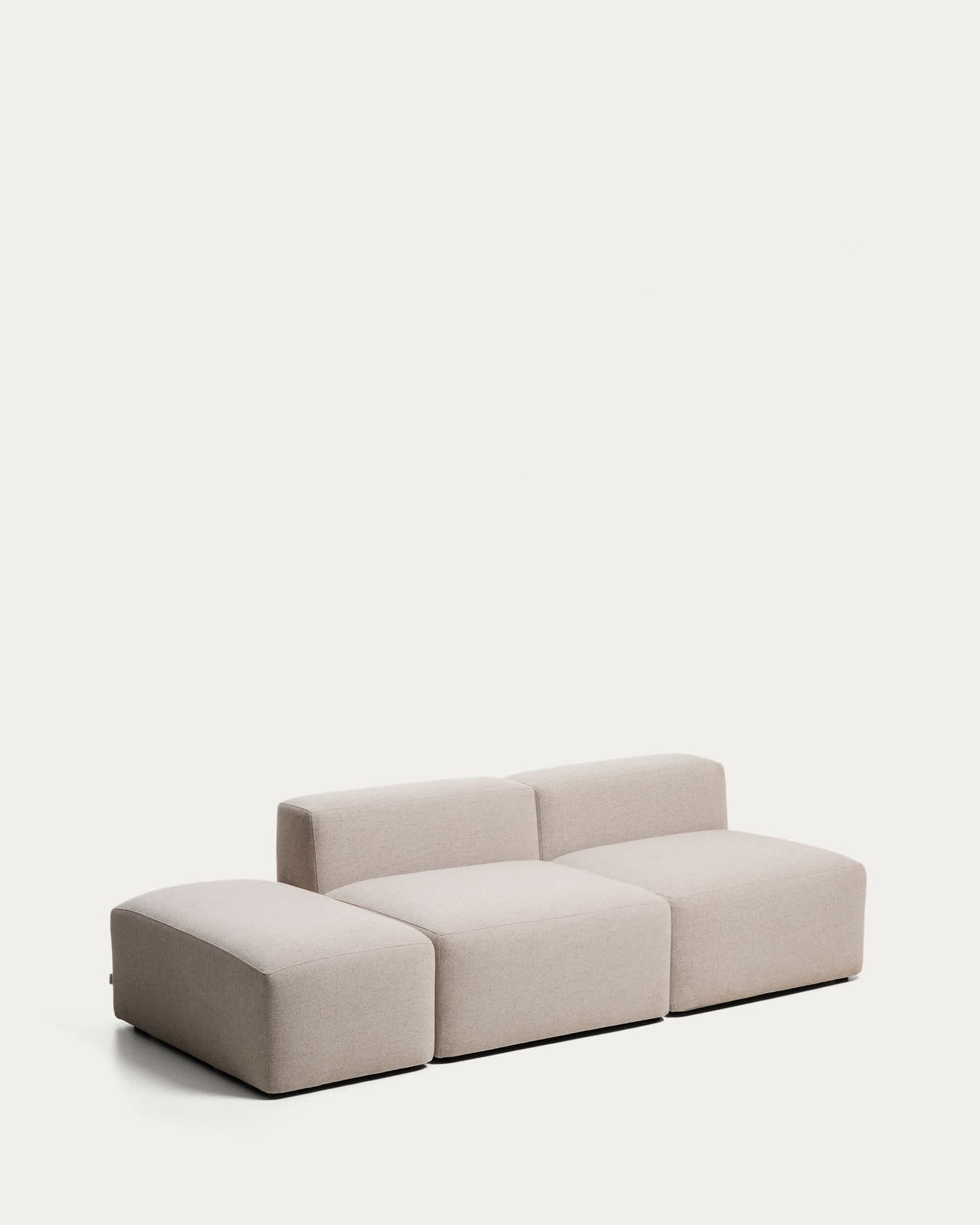 Divano Blok 3 posti con pouf terminale in ciniglia beige 240 cm FSC Mix Credit