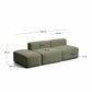 Divano Blok 3 posti con pouf terminale in ciniglia verde muschio 240 cm FSC Mix Credit