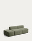 Divano Blok 3 posti con pouf terminale in ciniglia verde muschio 240 cm FSC Mix Credit