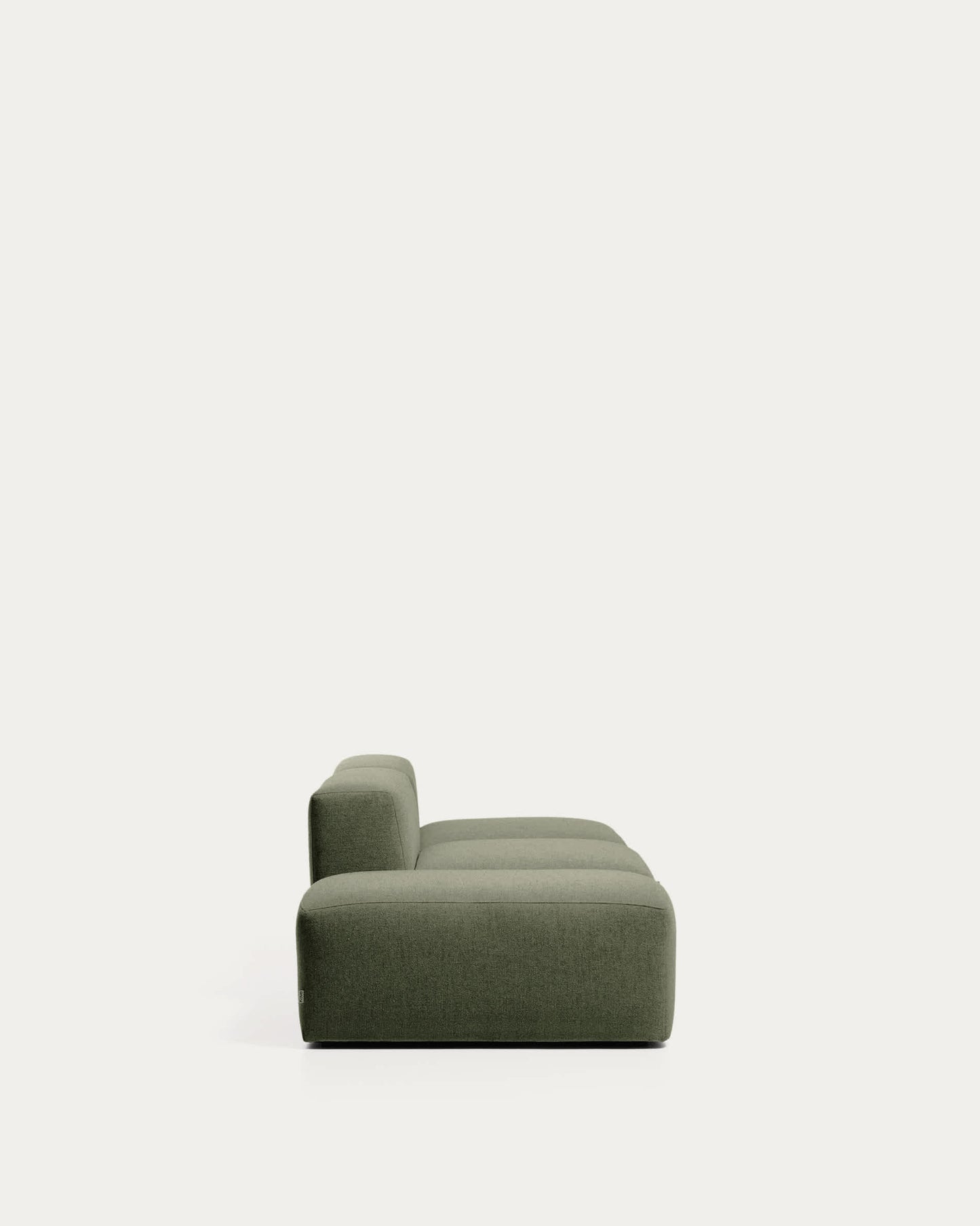 Divano Blok 3 posti con pouf terminale in ciniglia verde muschio 240 cm FSC Mix Credit
