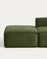 Divano Blok 3 posti con pouf terminale in velluto a coste spesso verde 270 cm FSC Mix Credit