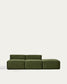 Divano Blok 3 posti con pouf terminale in velluto a coste spesso verde 270 cm FSC Mix Credit