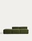 Divano Blok 3 posti con pouf terminale in velluto a coste spesso verde 270 cm FSC Mix Credit