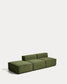 Divano Blok 3 posti con pouf terminale in velluto a coste spesso verde 270 cm FSC Mix Credit