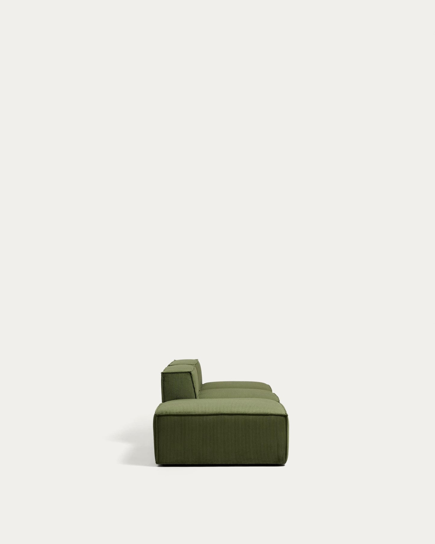 Divano Blok 3 posti con pouf terminale in velluto a coste spesso verde 270 cm FSC Mix Credit