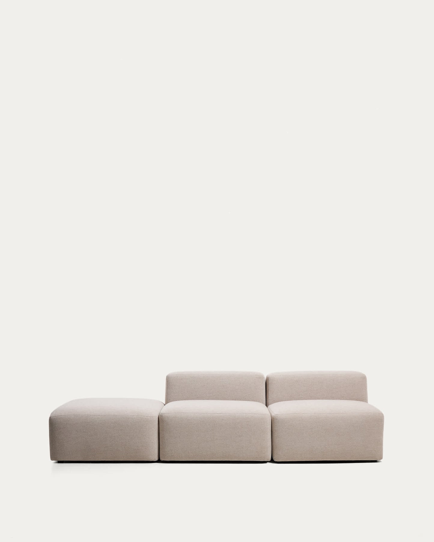 Divano Blok 3 posti con pouf terminale in ciniglia beige 270 cm FSC Mix Credit