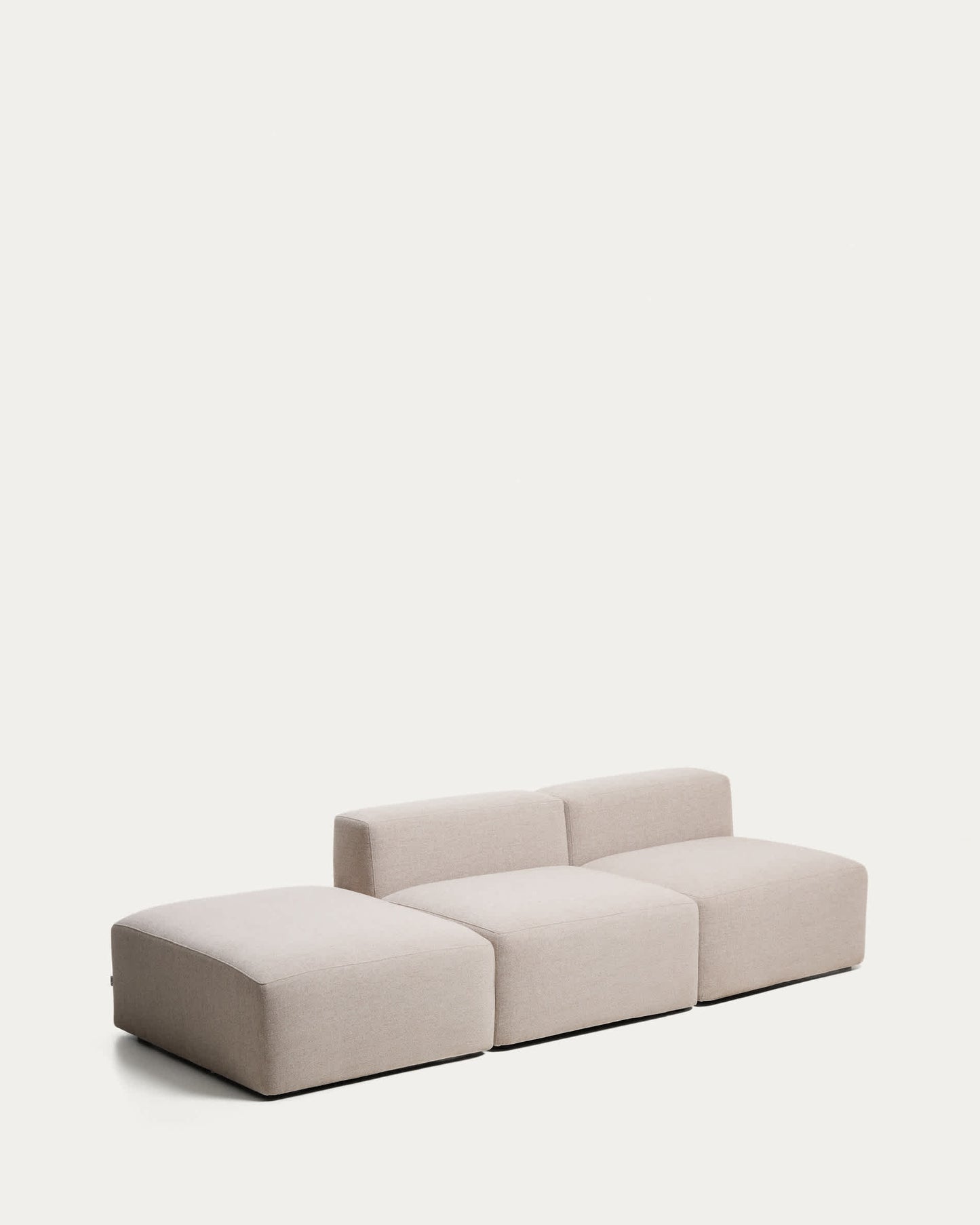 Divano Blok 3 posti con pouf terminale in ciniglia beige 270 cm FSC Mix Credit