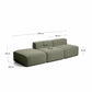 Divano Blok 3 posti con pouf terminale in ciniglia verde muschio 270 cm FSC Mix Credit