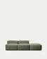 Divano Blok 3 posti con pouf terminale in ciniglia verde muschio 270 cm FSC Mix Credit
