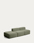 Divano Blok 3 posti con pouf terminale in ciniglia verde muschio 270 cm FSC Mix Credit