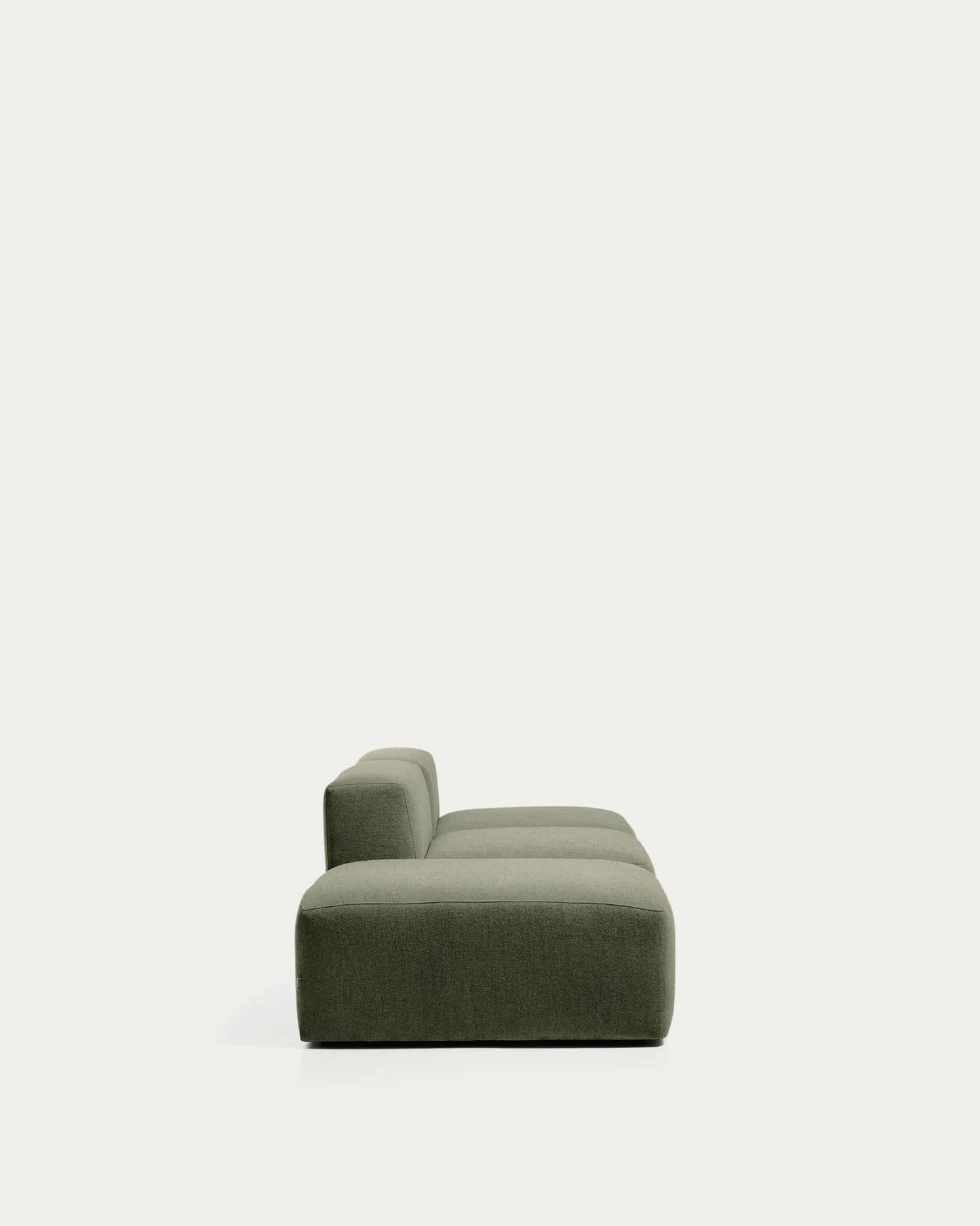 Divano Blok 3 posti con pouf terminale in ciniglia verde muschio 270 cm FSC Mix Credit