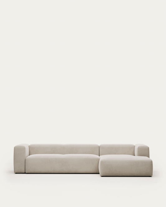 Divano Blok 4 posti chaise longue destra beige 330 cm