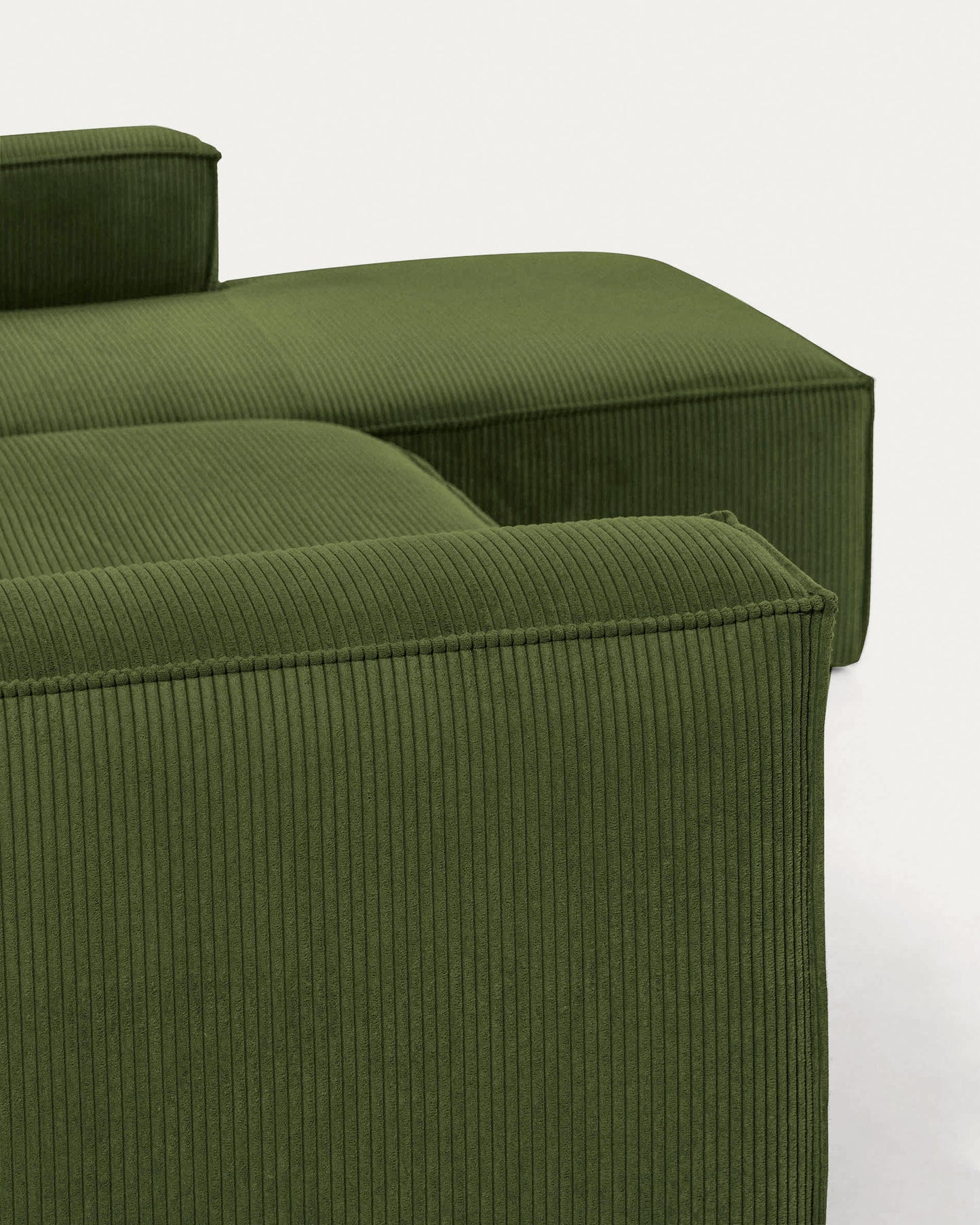 Divano Blok 4 posti chaise longue destra in velluto a coste spesse verde 330 cm