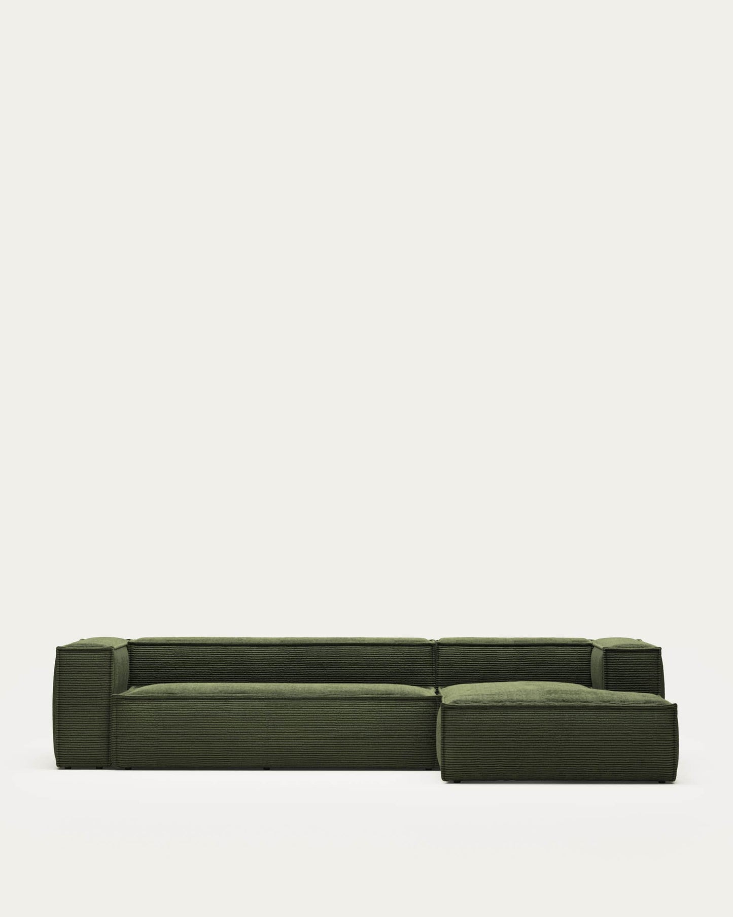 Divano Blok 4 posti chaise longue destra in velluto a coste spesse verde 330 cm