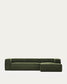 Divano Blok 4 posti chaise longue destra in velluto a coste spesse verde 330 cm