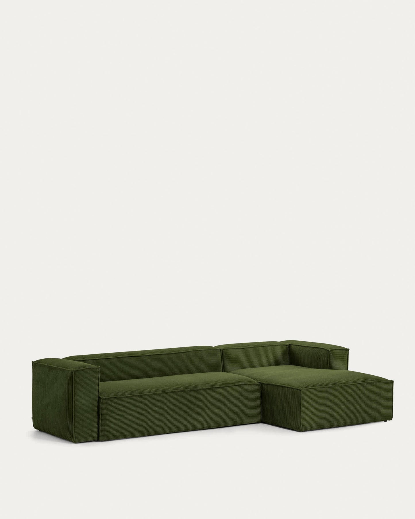 Divano Blok 4 posti chaise longue destra in velluto a coste spesse verde 330 cm