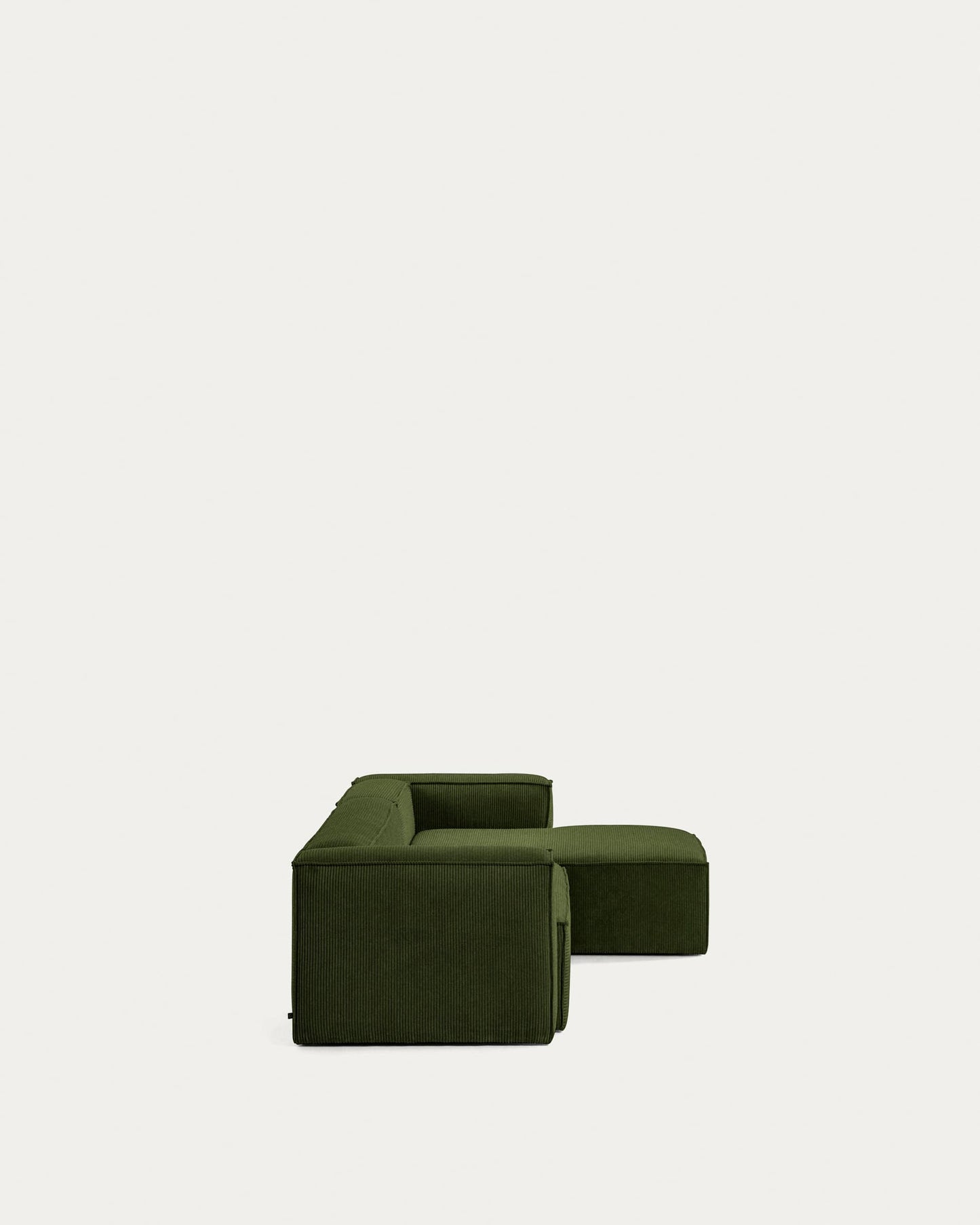 Divano Blok 4 posti chaise longue destra in velluto a coste spesse verde 330 cm