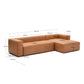 Divano Blok in pelle marrone a 4 posti con chaise longue a destra in pelle 330 cm