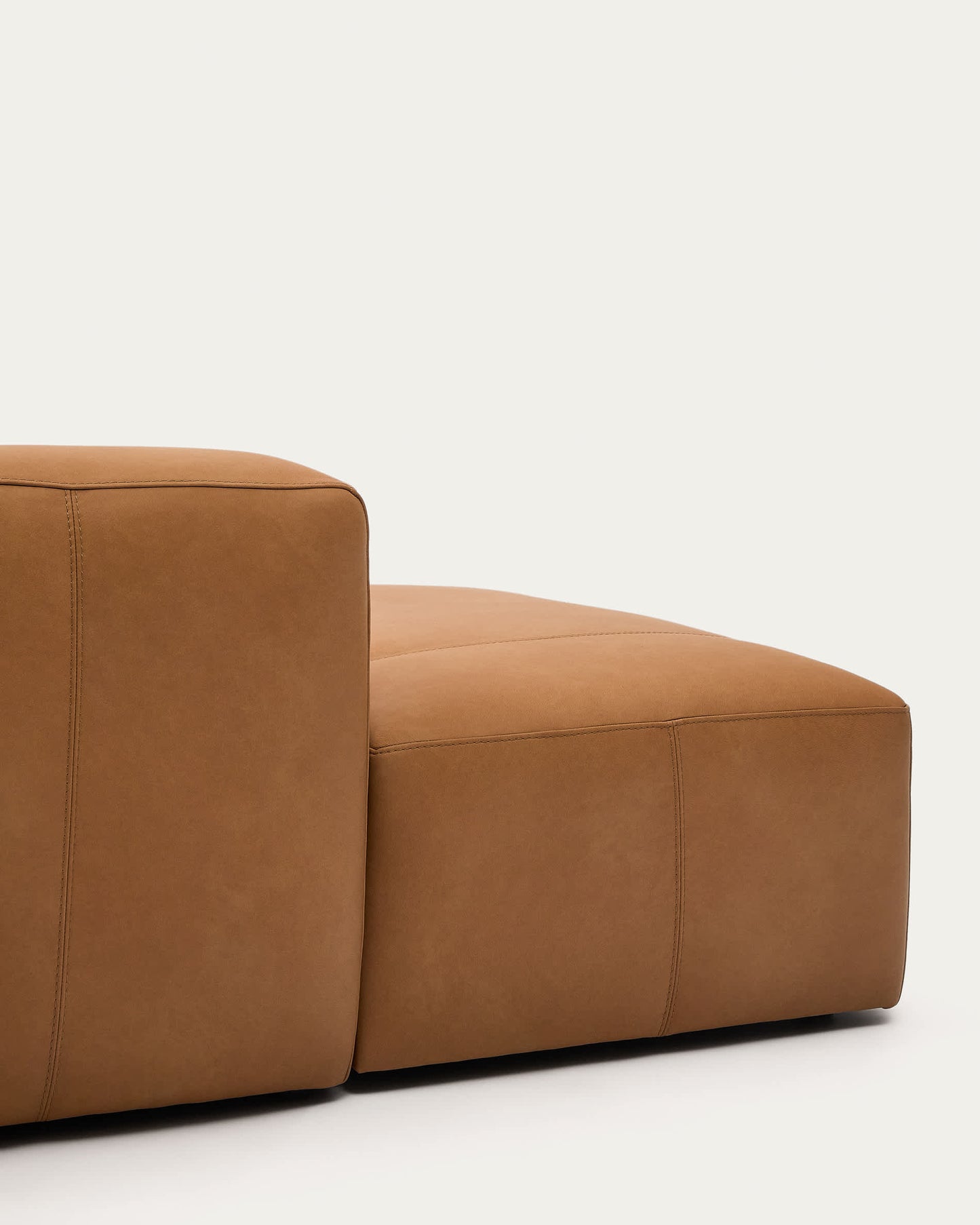 Divano Blok in pelle marrone a 4 posti con chaise longue a destra in pelle 330 cm