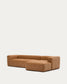 Divano Blok in pelle marrone a 4 posti con chaise longue a destra in pelle 330 cm