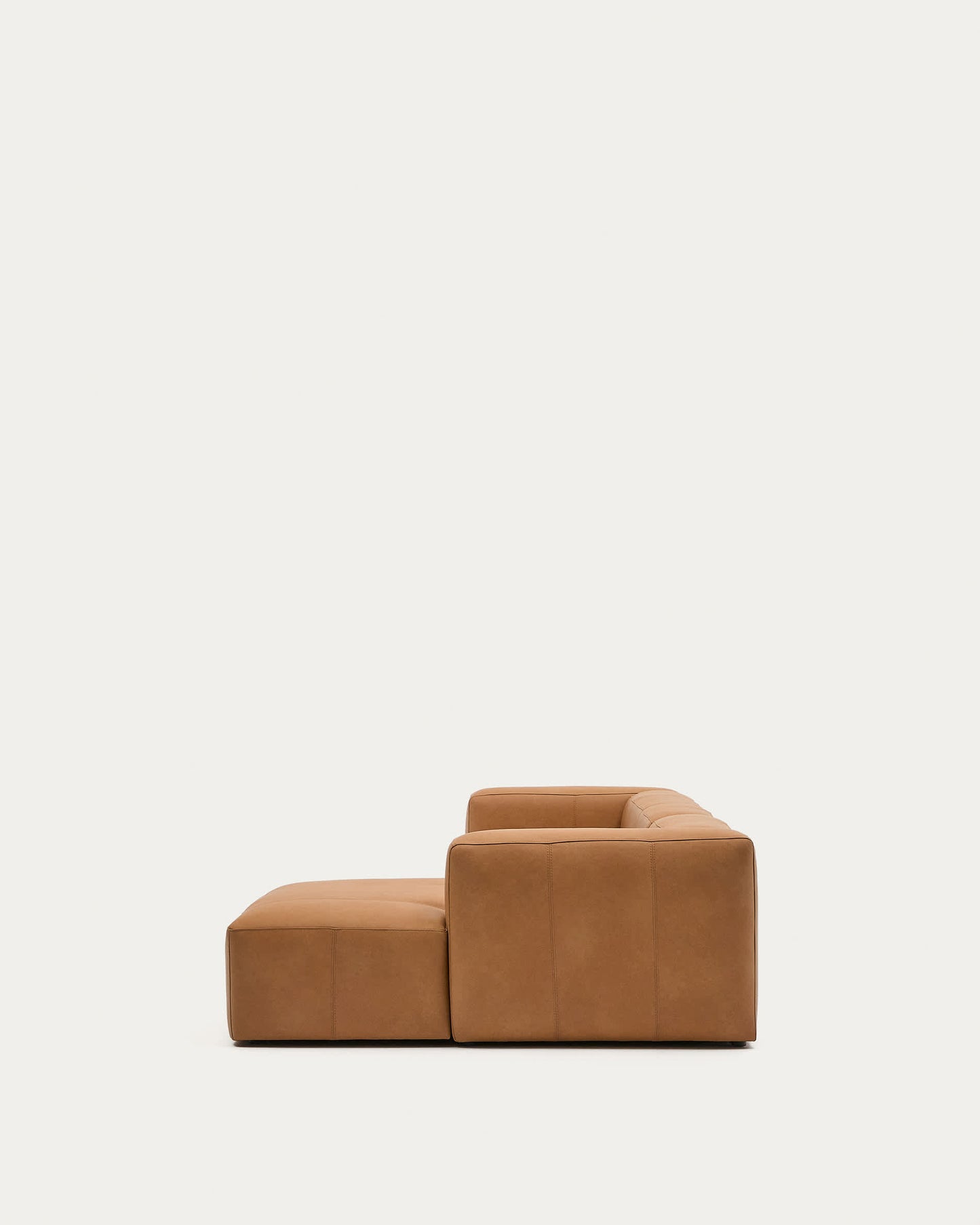 Divano Blok in pelle marrone a 4 posti con chaise longue a destra in pelle 330 cm
