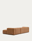 Divano Blok in pelle marrone a 4 posti con chaise longue a destra in pelle 330 cm