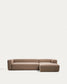 Divano Blok 4 posti in ciniglia marrone con chaise longue destra 330 cm FSC Mix Credit