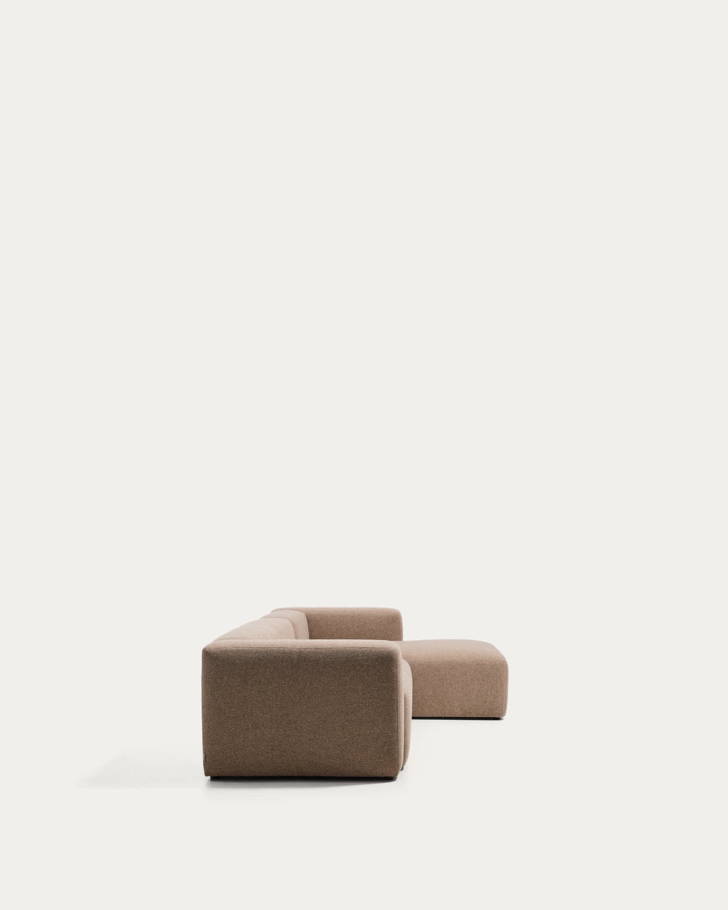 Divano Blok 4 posti in ciniglia marrone con chaise longue destra 330 cm FSC Mix Credit
