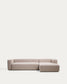 Divano Blok 4 posti in ciniglia beige con chaise longue destra 330 cm FSC Mix Credit