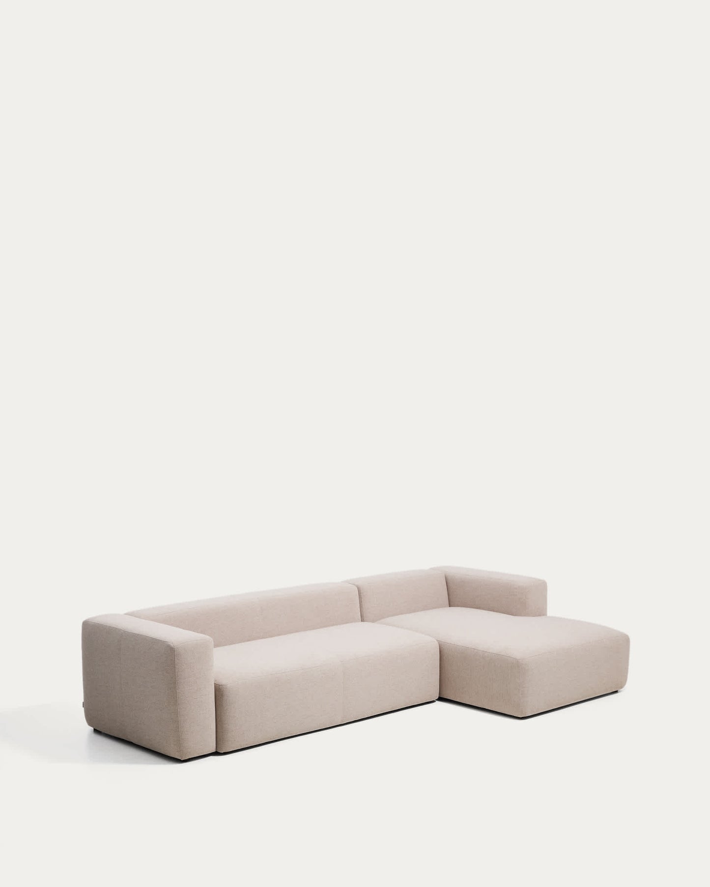 Divano Blok 4 posti in ciniglia beige con chaise longue destra 330 cm FSC Mix Credit