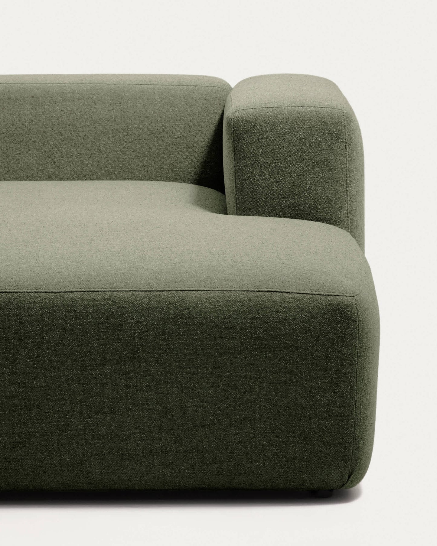Divano Blok 4 posti in ciniglia verde muschio con chaise longue destra 330 cm FSC Mix Credit