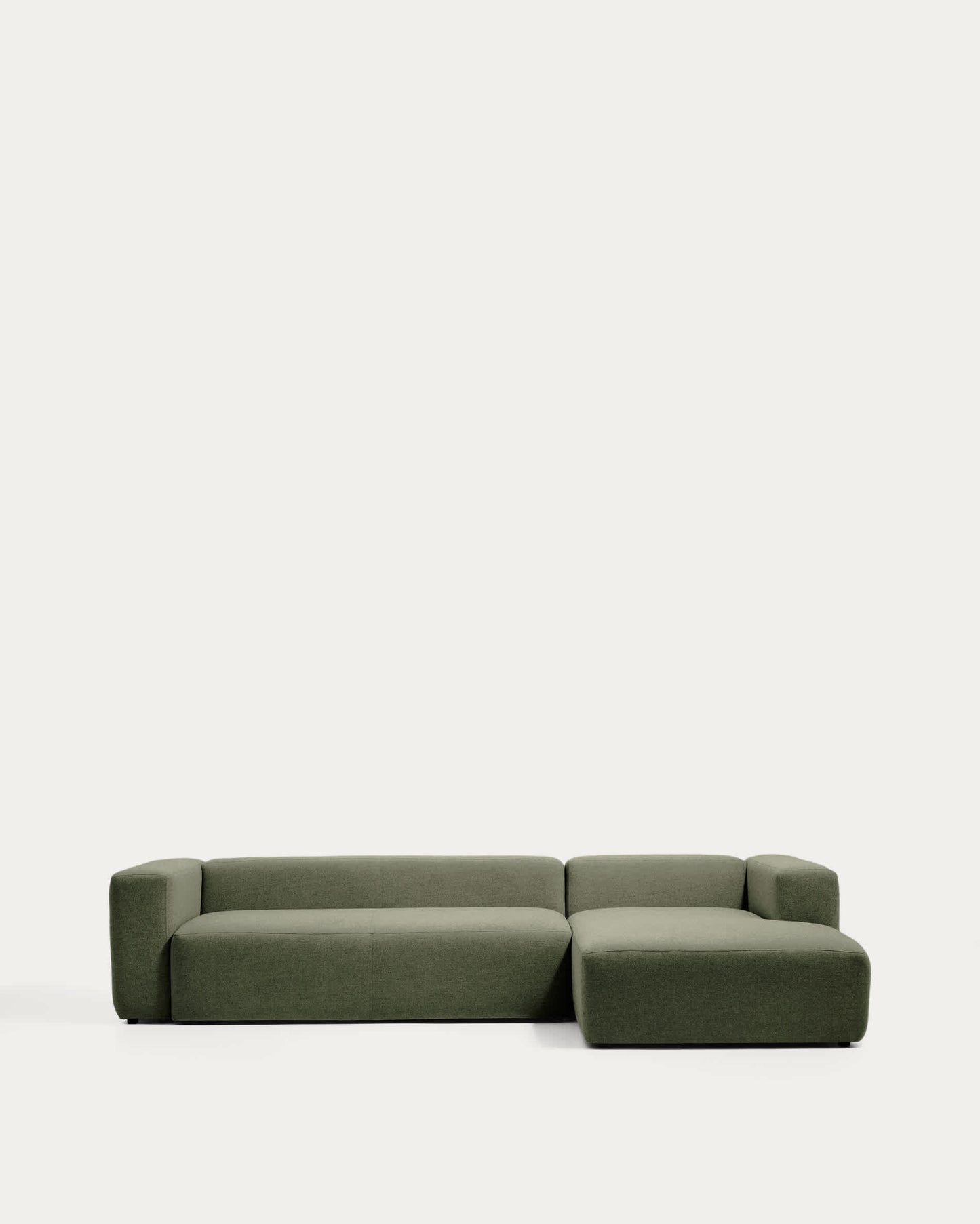 Divano Blok 4 posti in ciniglia verde muschio con chaise longue destra 330 cm FSC Mix Credit