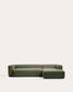 Divano Blok 4 posti in ciniglia verde muschio con chaise longue destra 330 cm FSC Mix Credit