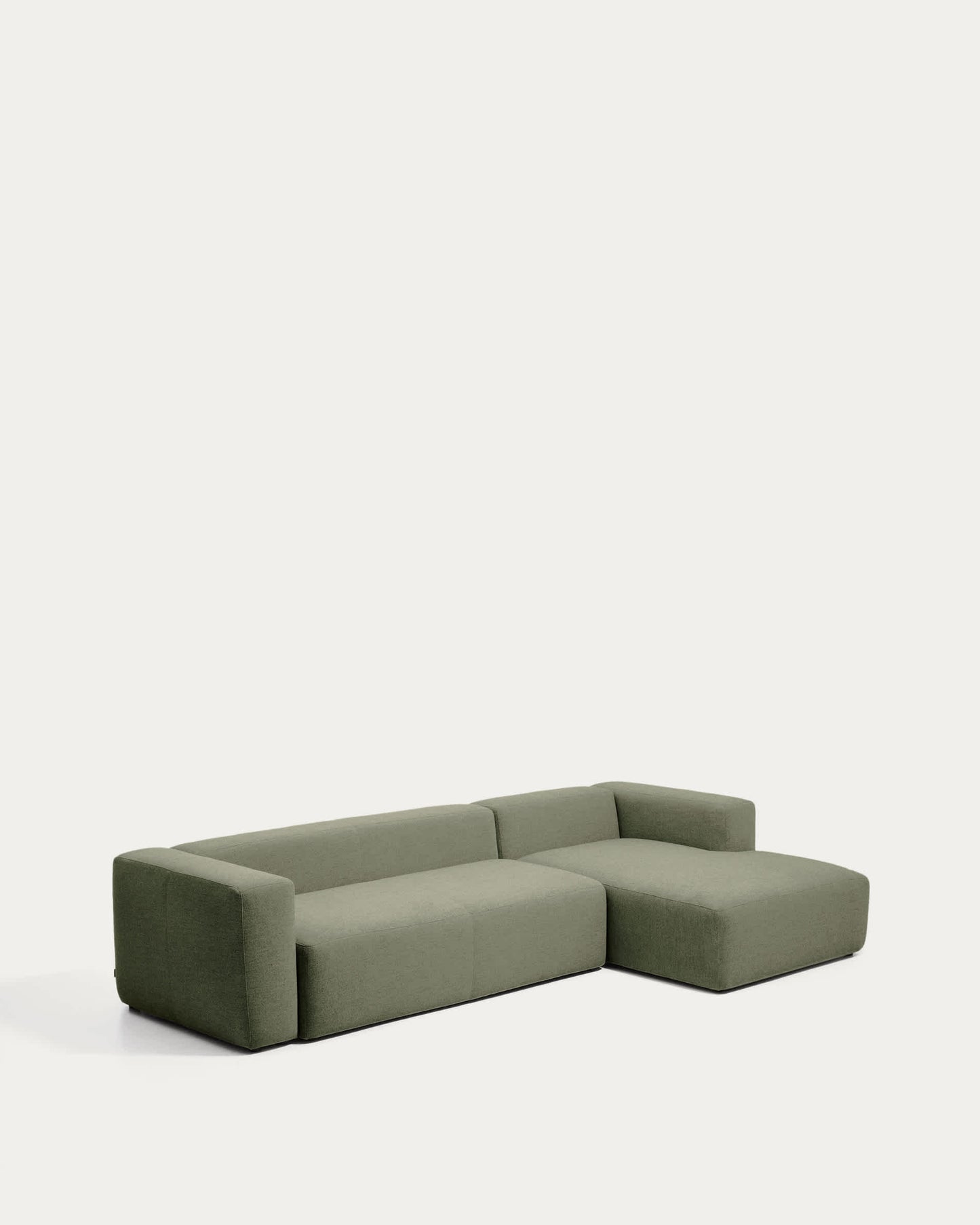 Divano Blok 4 posti in ciniglia verde muschio con chaise longue destra 330 cm FSC Mix Credit