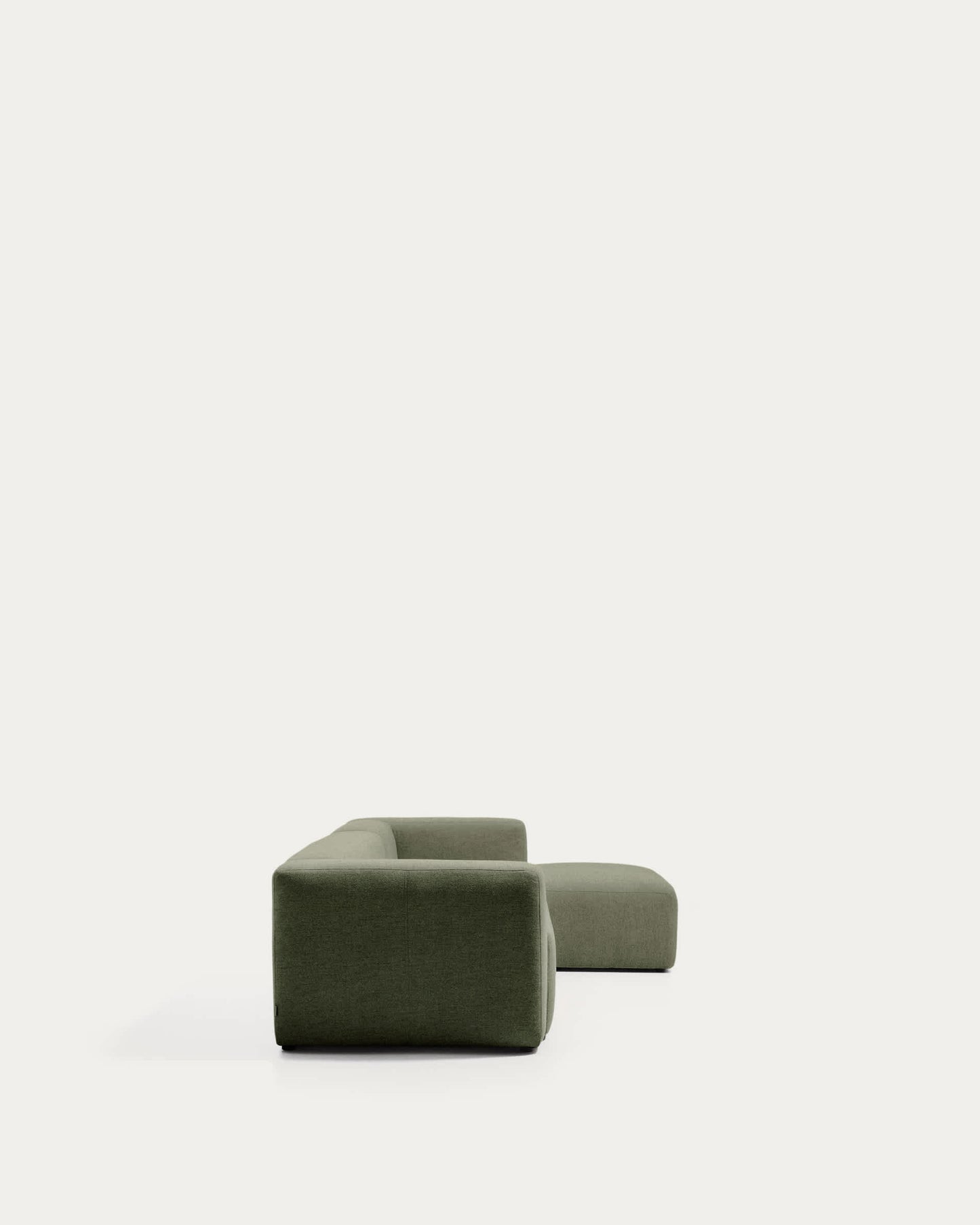 Divano Blok 4 posti in ciniglia verde muschio con chaise longue destra 330 cm FSC Mix Credit