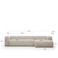 Divano Blok 4 posti ignifugo chaise longue destra in velluto a coste spesso écru 330 cm FSC Mix Credit