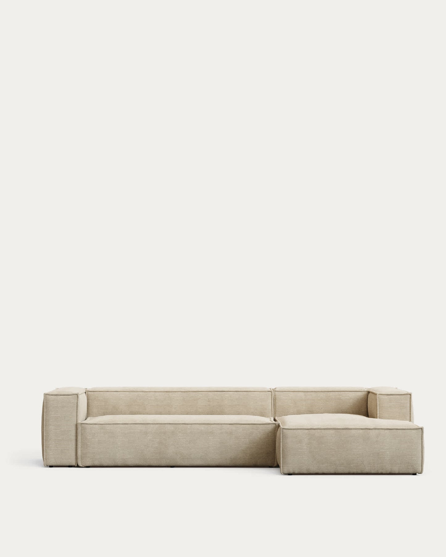 Divano Blok 4 posti ignifugo chaise longue destra in velluto a coste spesso écru 330 cm FSC Mix Credit