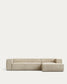 Divano Blok 4 posti ignifugo chaise longue destra in velluto a coste spesso écru 330 cm FSC Mix Credit