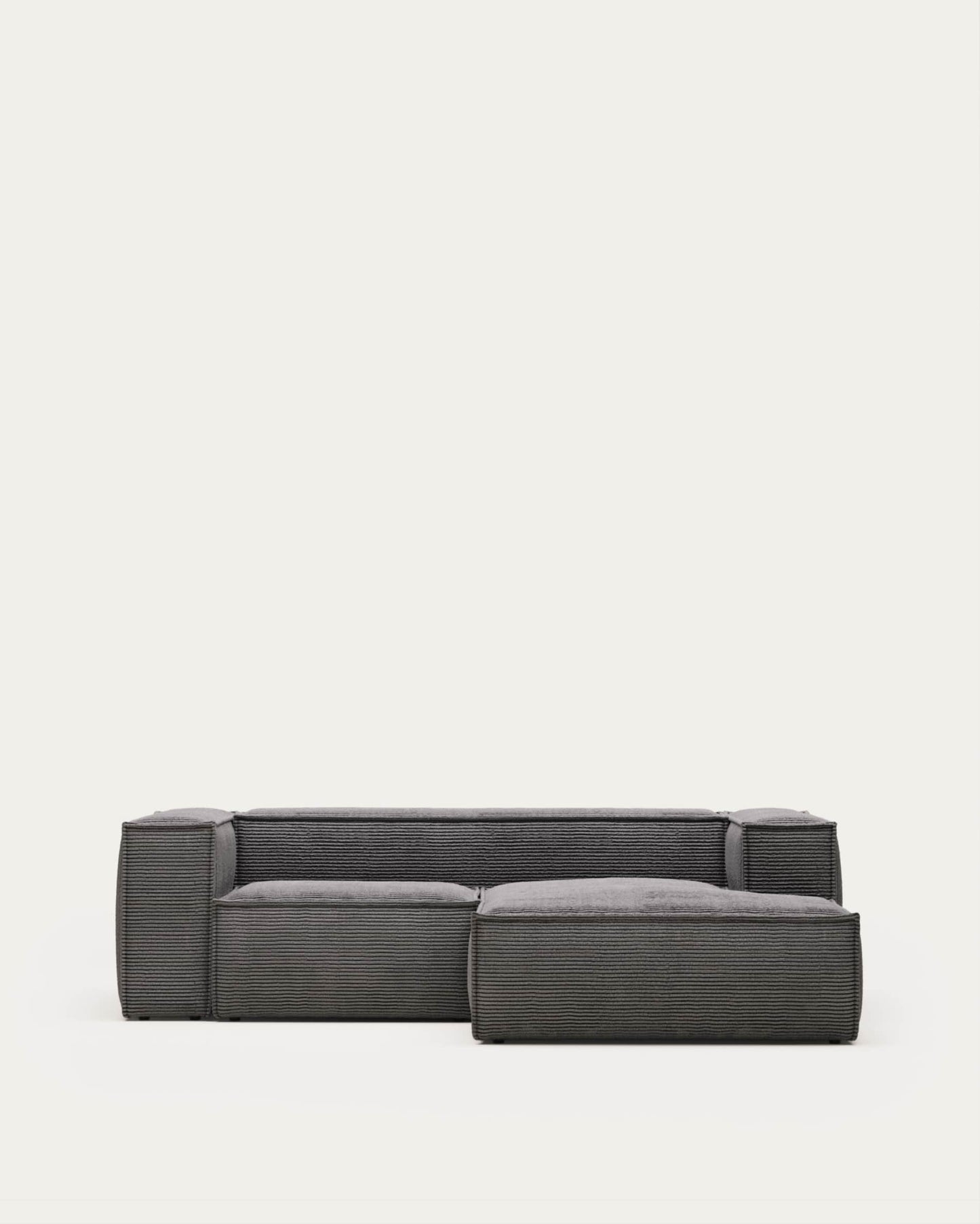 Divano Blok 2 posti in velluto a coste spesso grigio con chaise longue destra 240 cm FSC Mix Credit