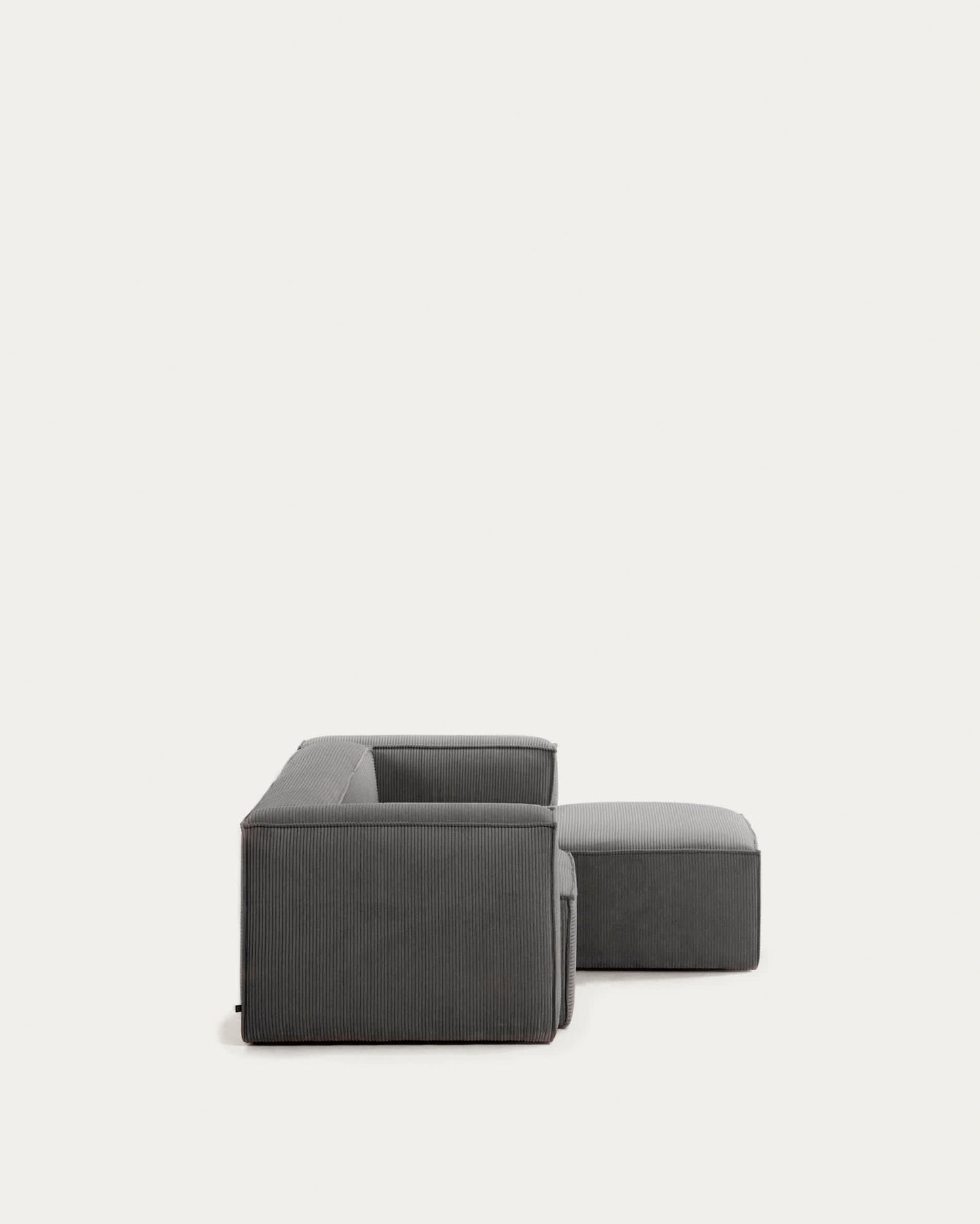 Divano Blok 2 posti in velluto a coste spesso grigio con chaise longue destra 240 cm FSC Mix Credit
