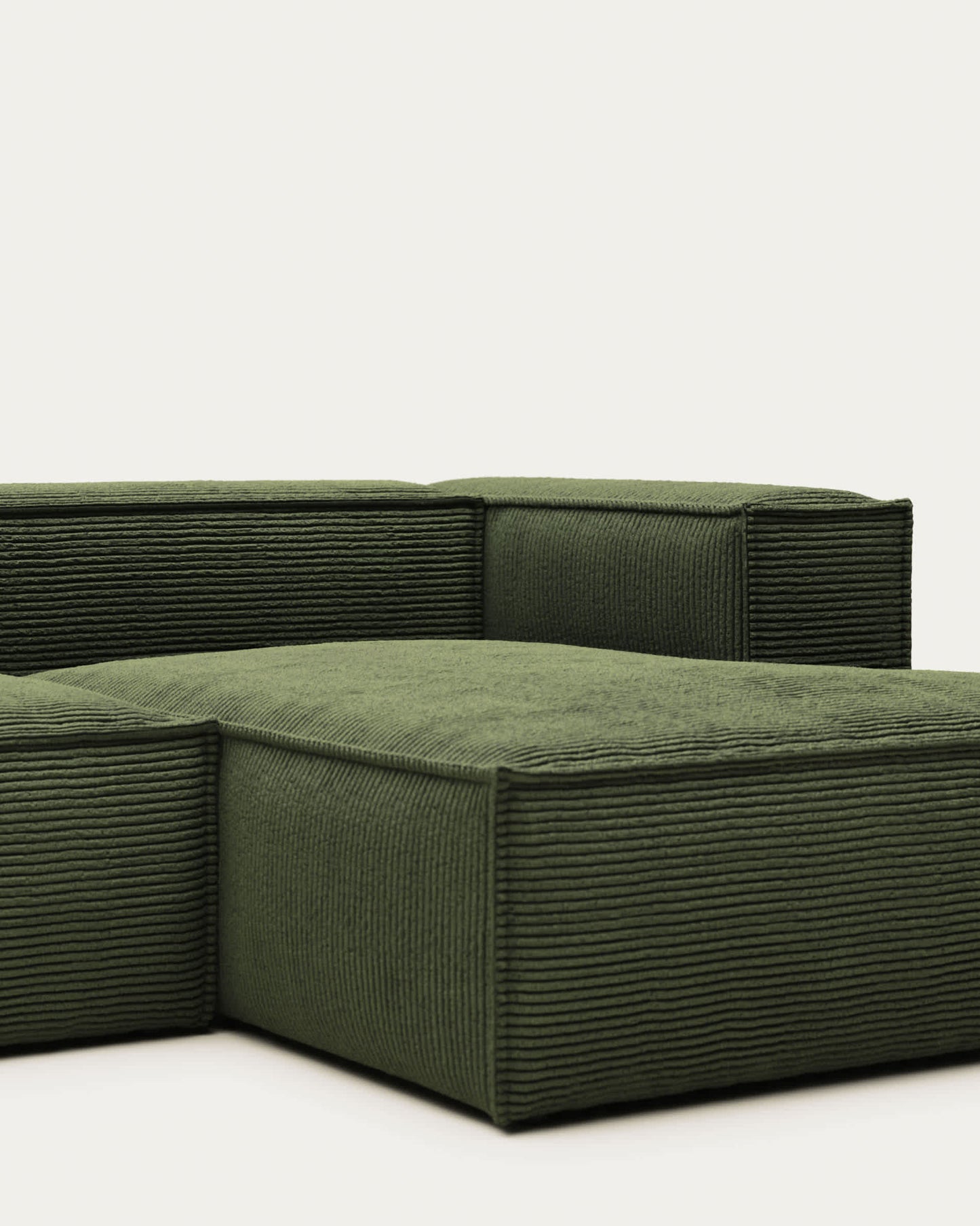 Divano Blok 2 posti chaise longue destra in velluto a coste spesse verde 240 cm