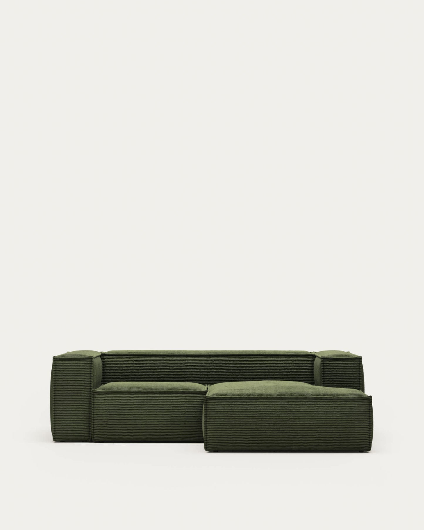 Divano Blok 2 posti chaise longue destra in velluto a coste spesse verde 240 cm