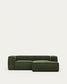 Divano Blok 2 posti chaise longue destra in velluto a coste spesse verde 240 cm